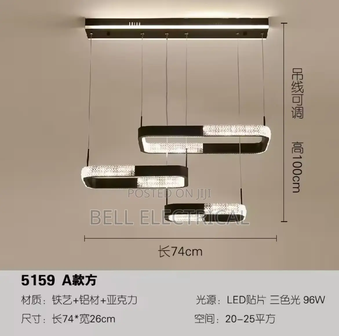 Black 220 Volts Large Led Chandeliers