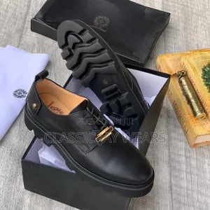 Plain Deep Black Big Sole Shoe in Sizes