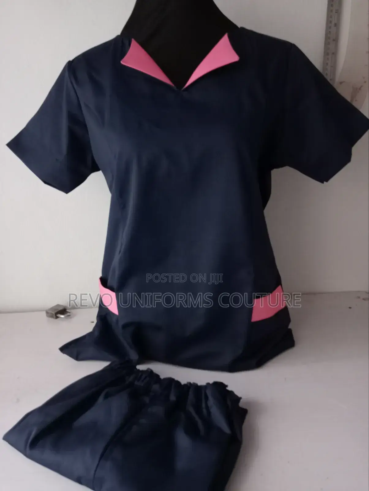 Black Combined Pink Nanny's Uniform