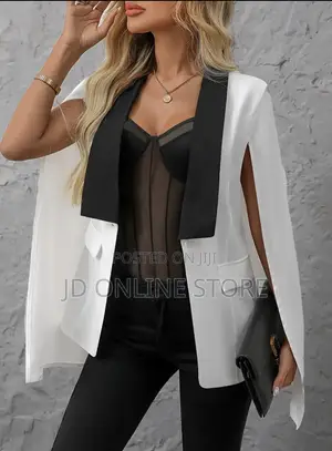 Photo - Elegant Black White Color Block Cape Sleeve Blazer.