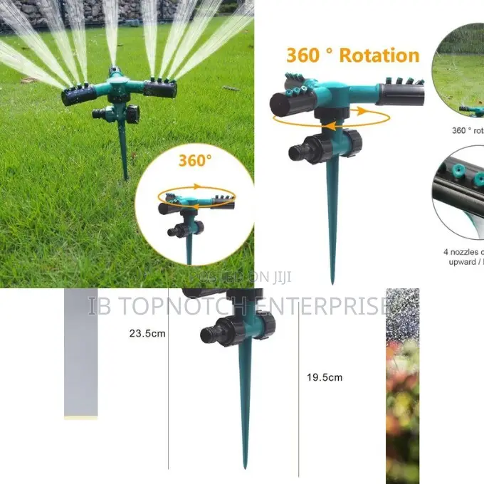 Adjustable 3-Nozzle Sprinkler for Targeted 360° Watering