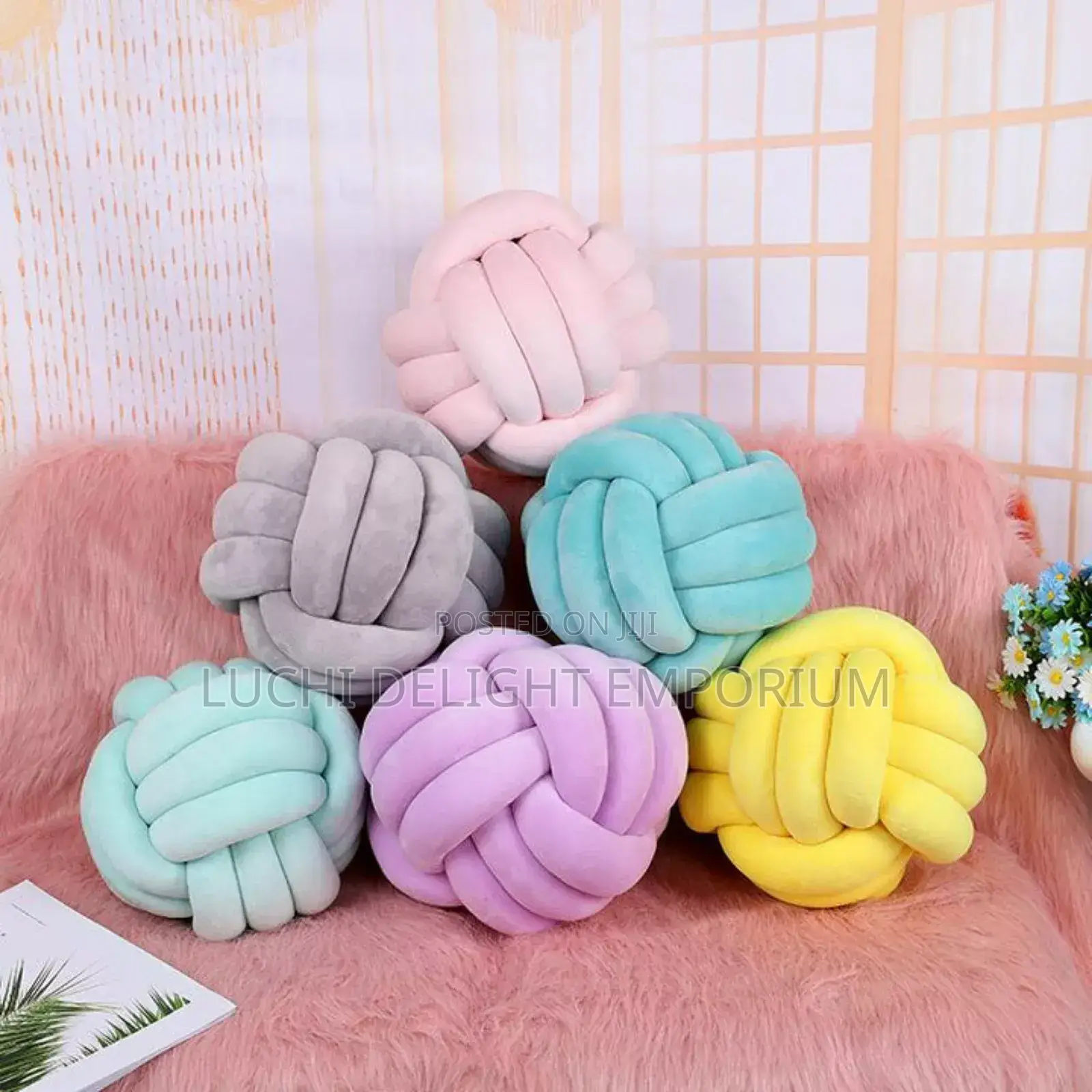 Decorative Knotted Ball Suede Throw Pillows
