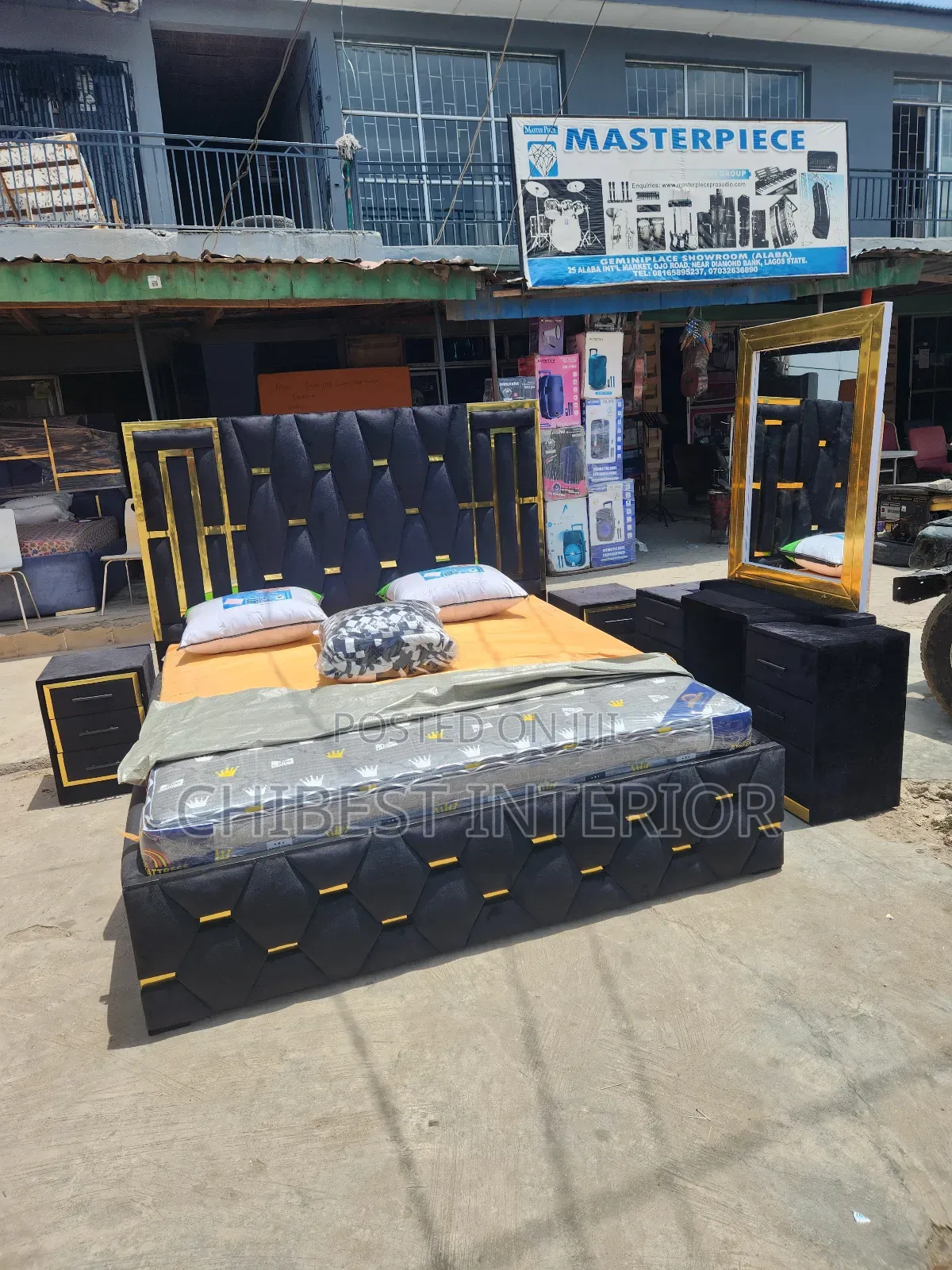 Padded Queen Six by Six Bed Stand