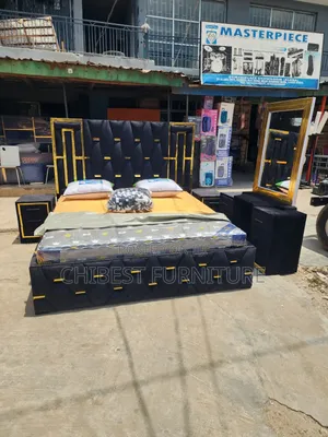6by6 Black Padded Set of Bed.