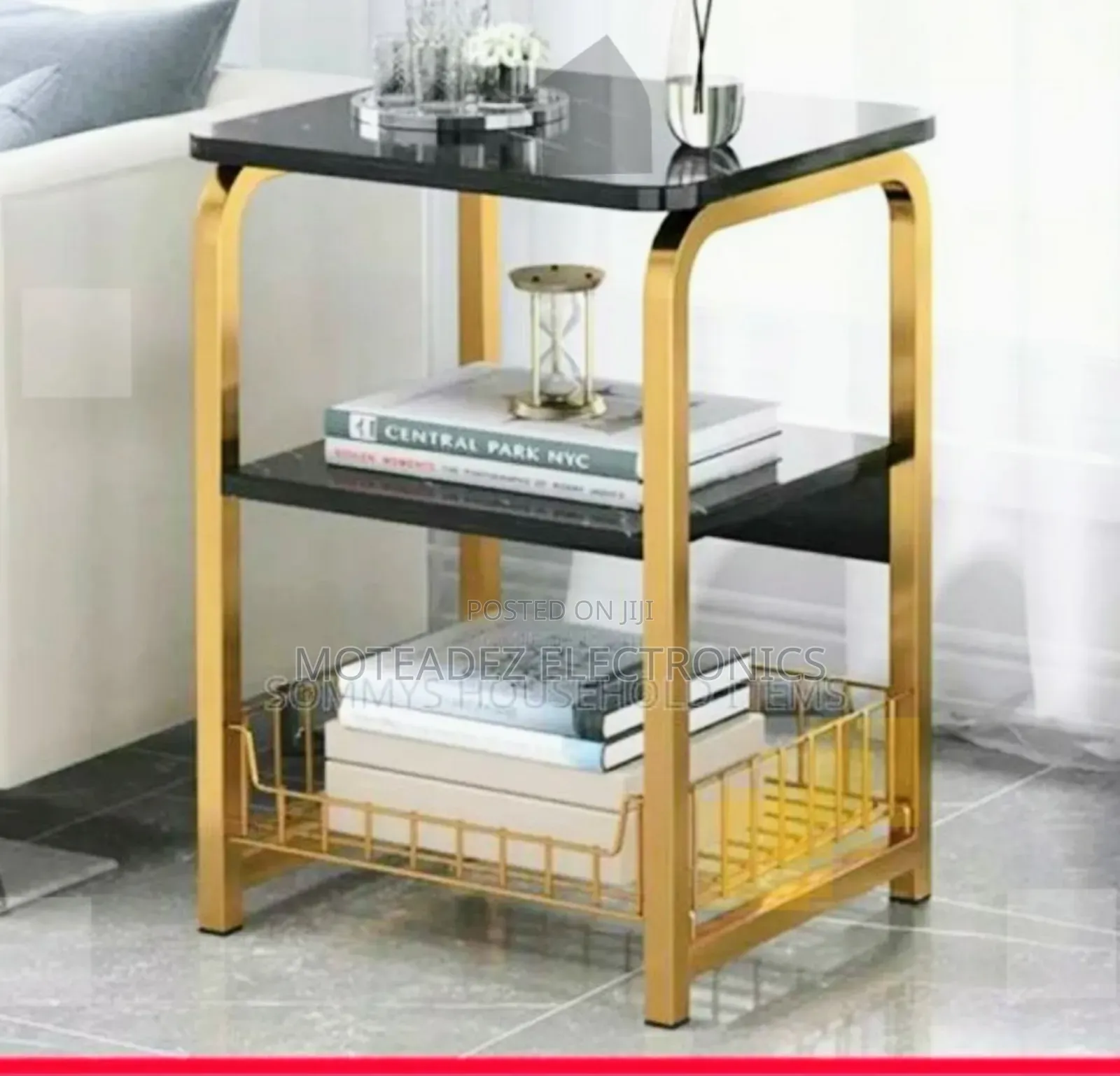 3 Steps Exclusive Designed Side Table/Stool Gold Plated Base