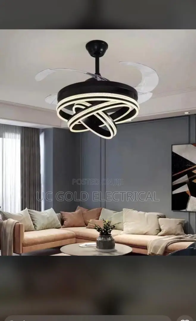 Modern 42'' Crystal Black Chandelier Ceiling Fans