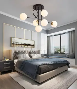 New Model Glass Hanging Light, Gold Black