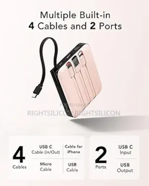 Usa Vrurc Portable Power Bank Built-in Cables, 20000mah