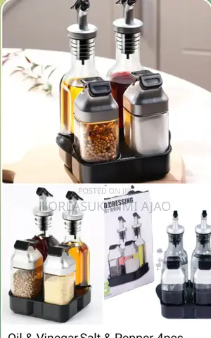 Oil Vinegar,Salt Pepper 4pcs Confinement Bottle Set 