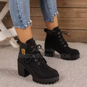 Ladies Black and Brown Lace Up Ankle Boot