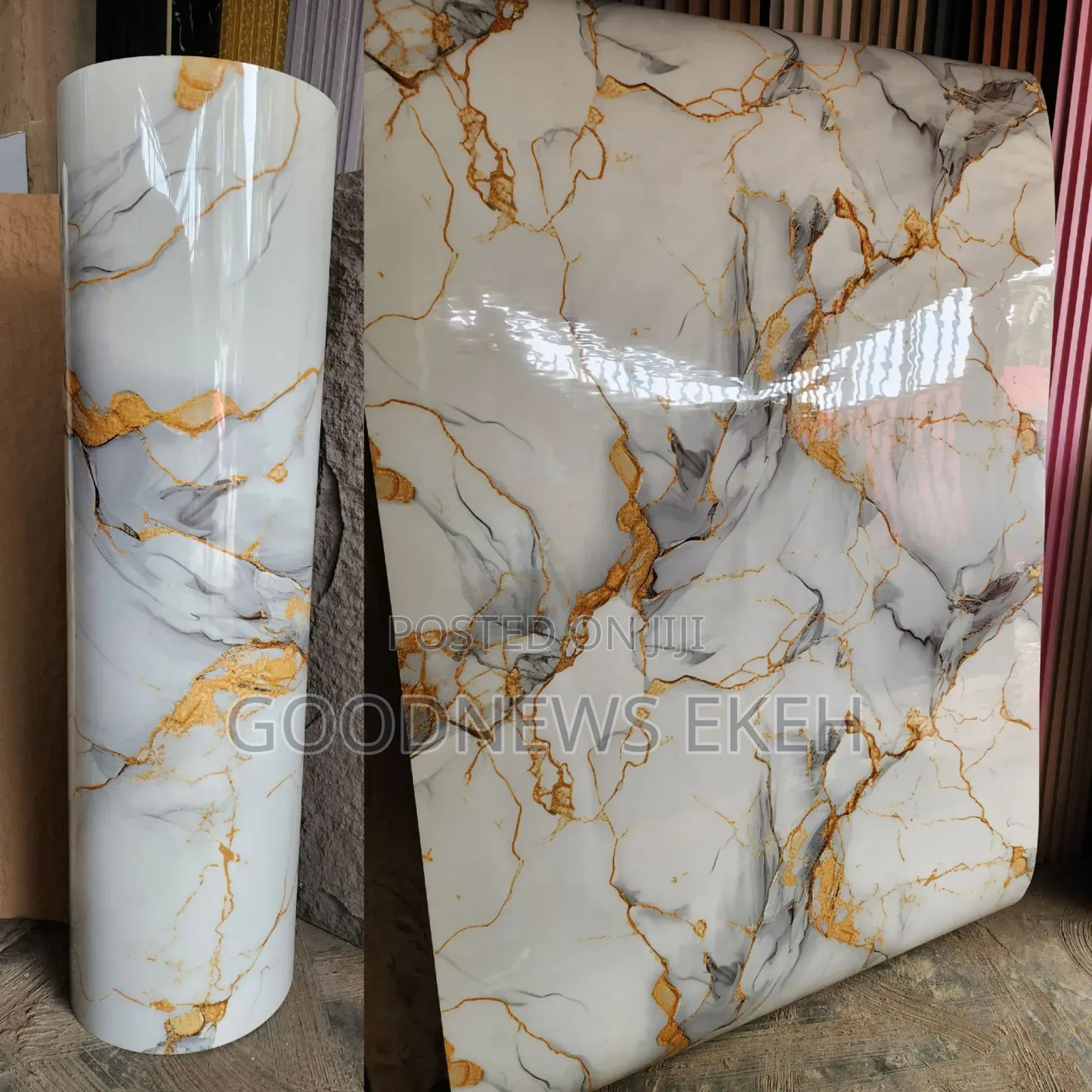 Gold Strip Marble Sticker Sheet for Interior Decoration