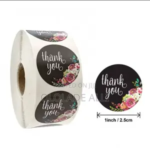 500pcs/Roll Round Floral Thank You Stickers Scrapbooking