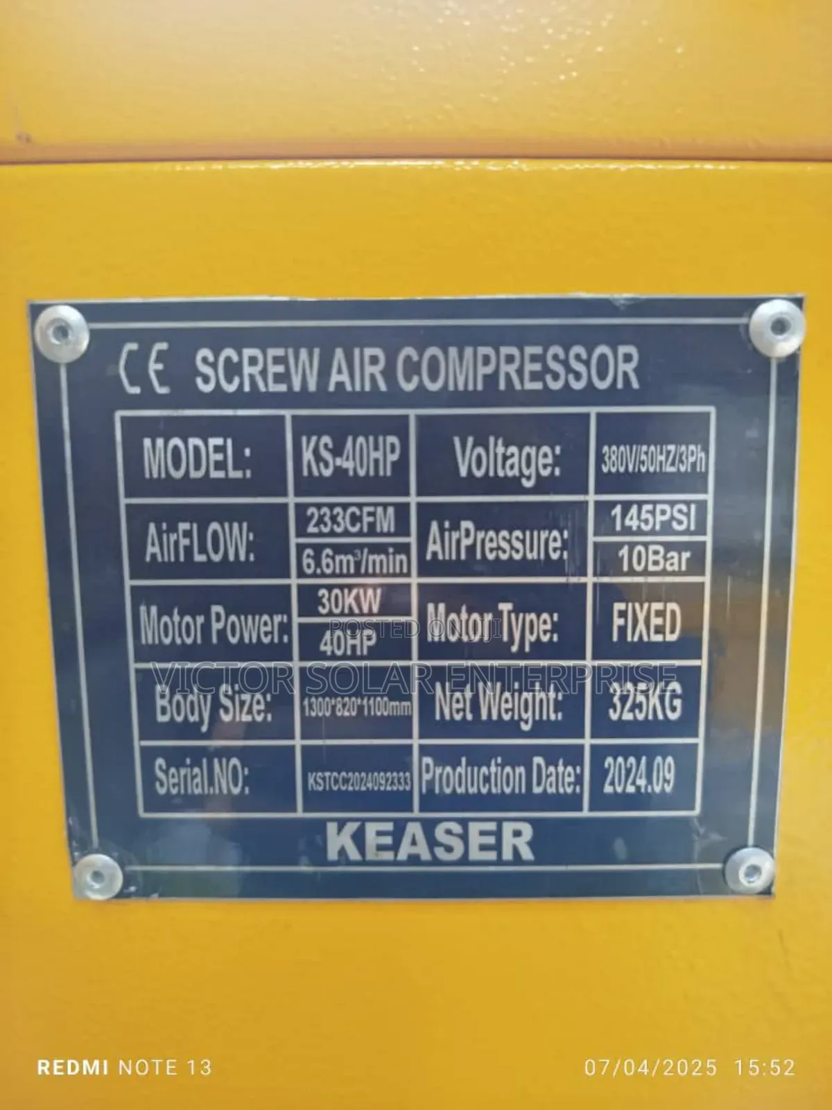 Screw Air Compressor 30kw 40hp