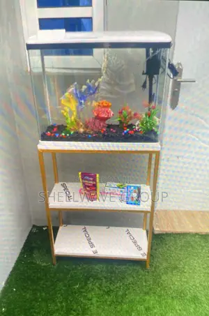 64l Imported Aquarium Complete With Decor and Fishes