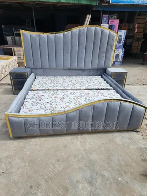 Classic 6by6 Grey Upholstery Padded Bed.