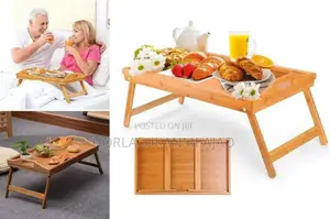 Multi Purpose Foldable Wooden Bamboo Tray, Breakfast Servi