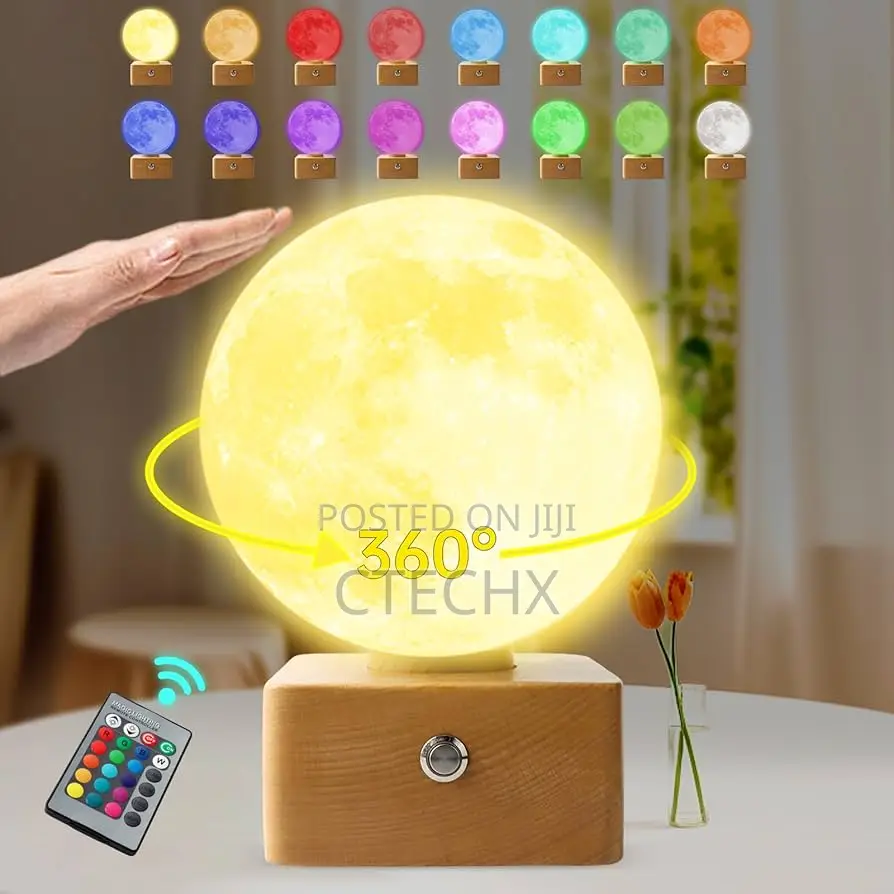 Moon Lamp, 3d Printing Spinning Moon Night Light 16 Colours