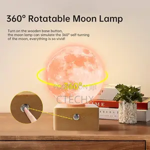 Moon Lamp, 3d Printing Spinning Moon Night Light 16 Colours