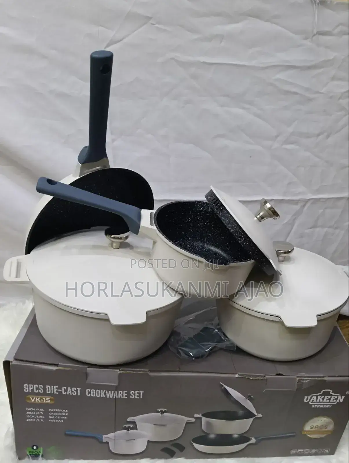 Aluminum Die Cast 9pcs Granite, Induction Cookware Set 