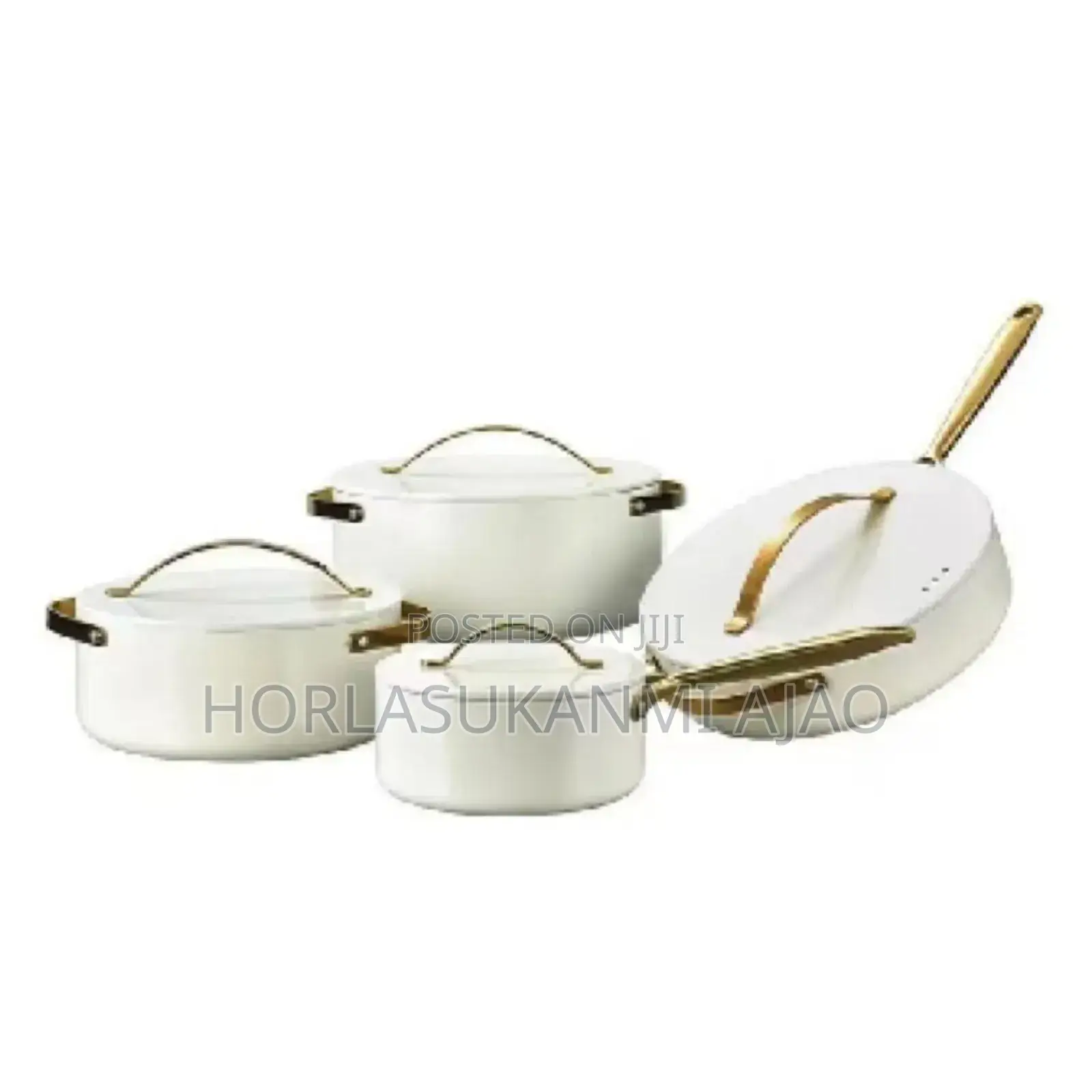 Aluminum Die Cast 7pcs Induction Cookware Set Gold Handle