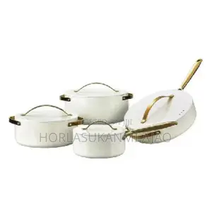 Aluminum Die Cast 7pcs Induction Cookware Set Gold Handle