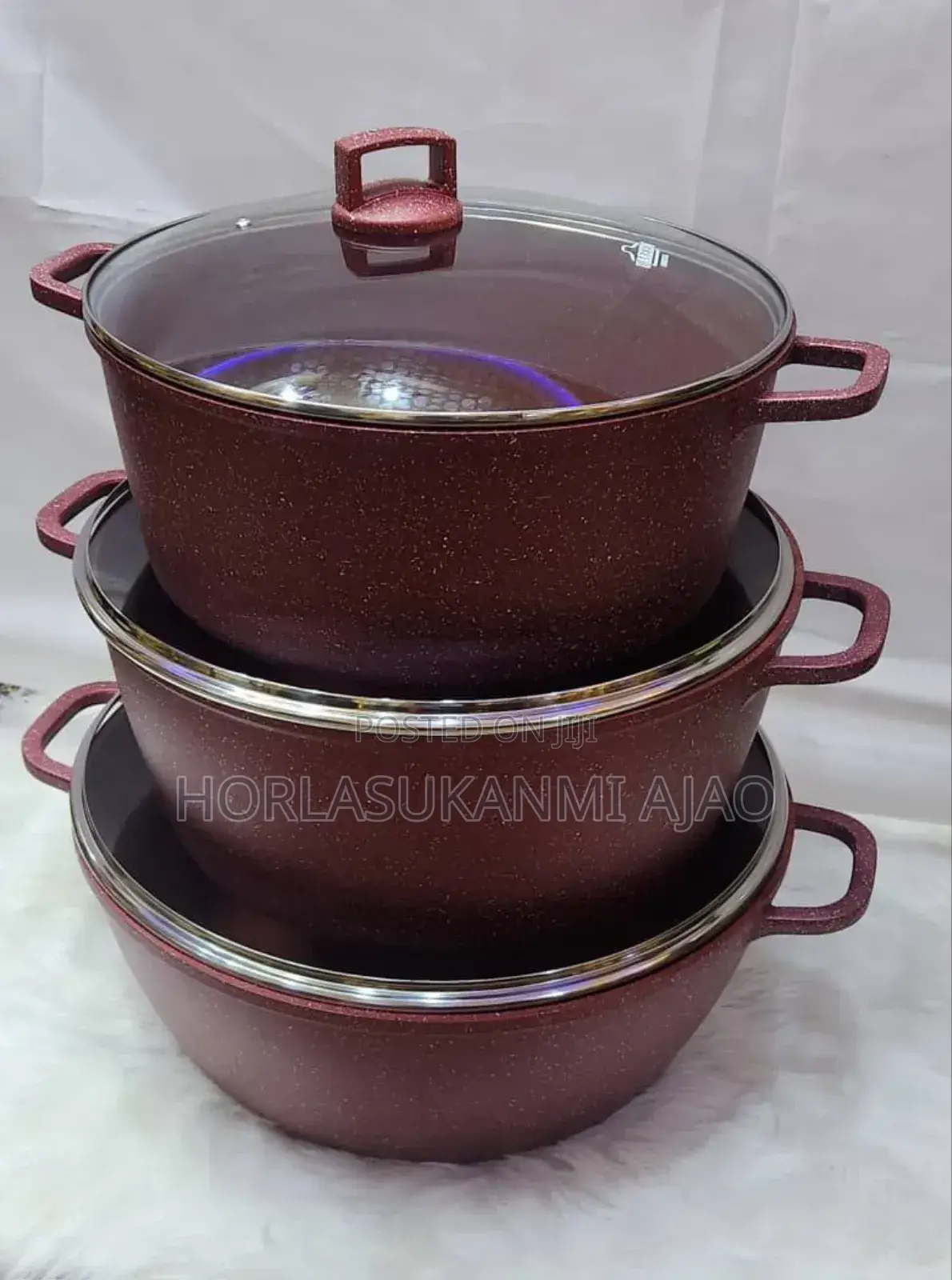 6pcs Big Sizes Granite Pot With Induction Bottom Sizes.