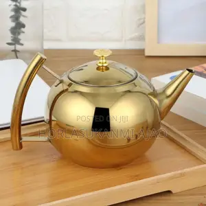 Stainless Steel Gold Coffee Teapot With Strainer 
1liter 