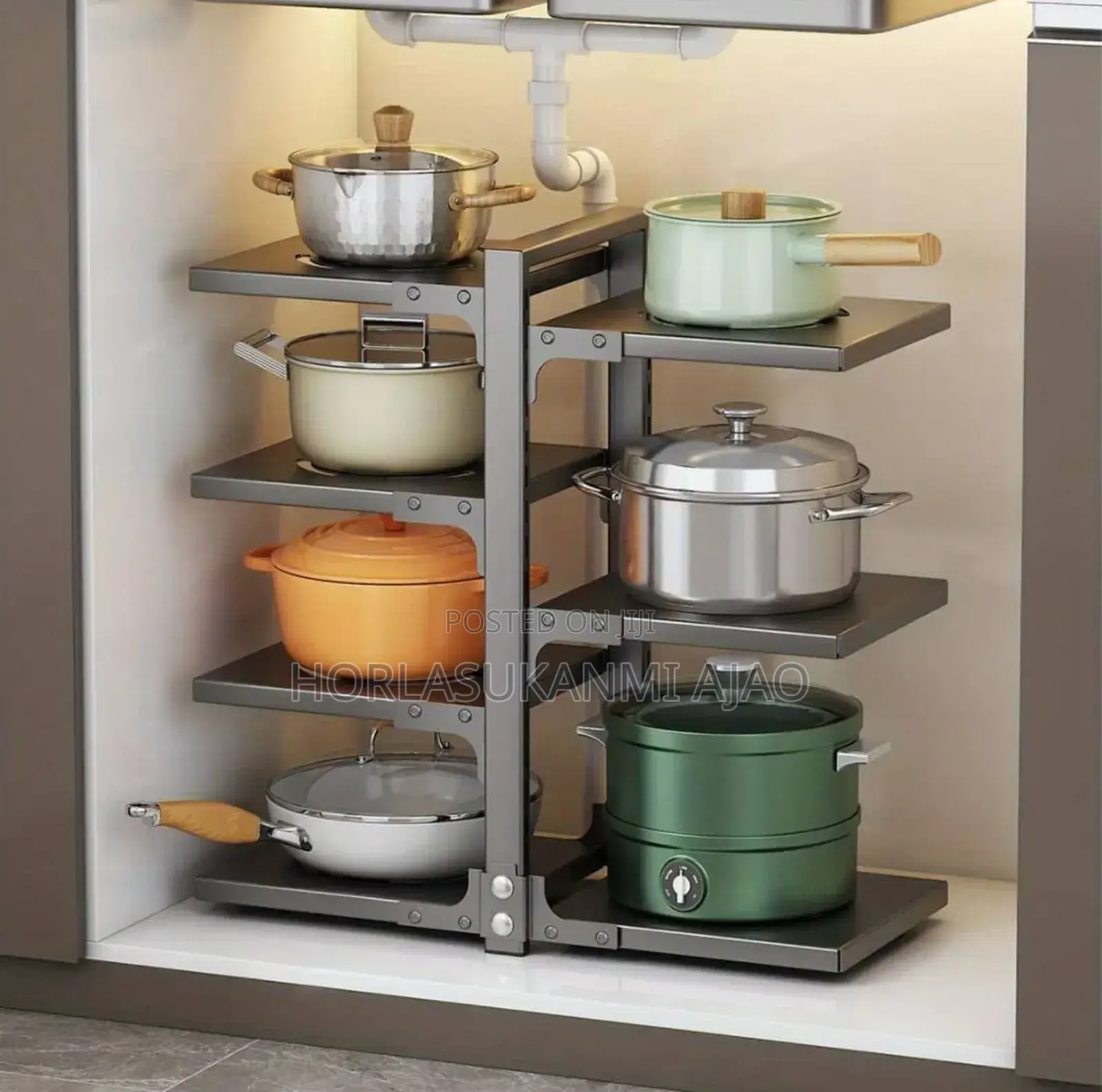 7 Layers Adjustable Heavy Duty Pan Pot Storage Rack 
