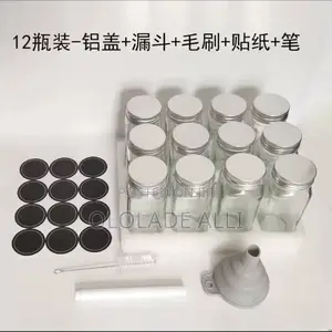 12 PCS With Lids Square Glass