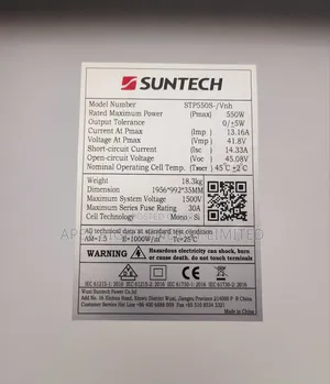 550watts Suntech Mono Crystalline Panel