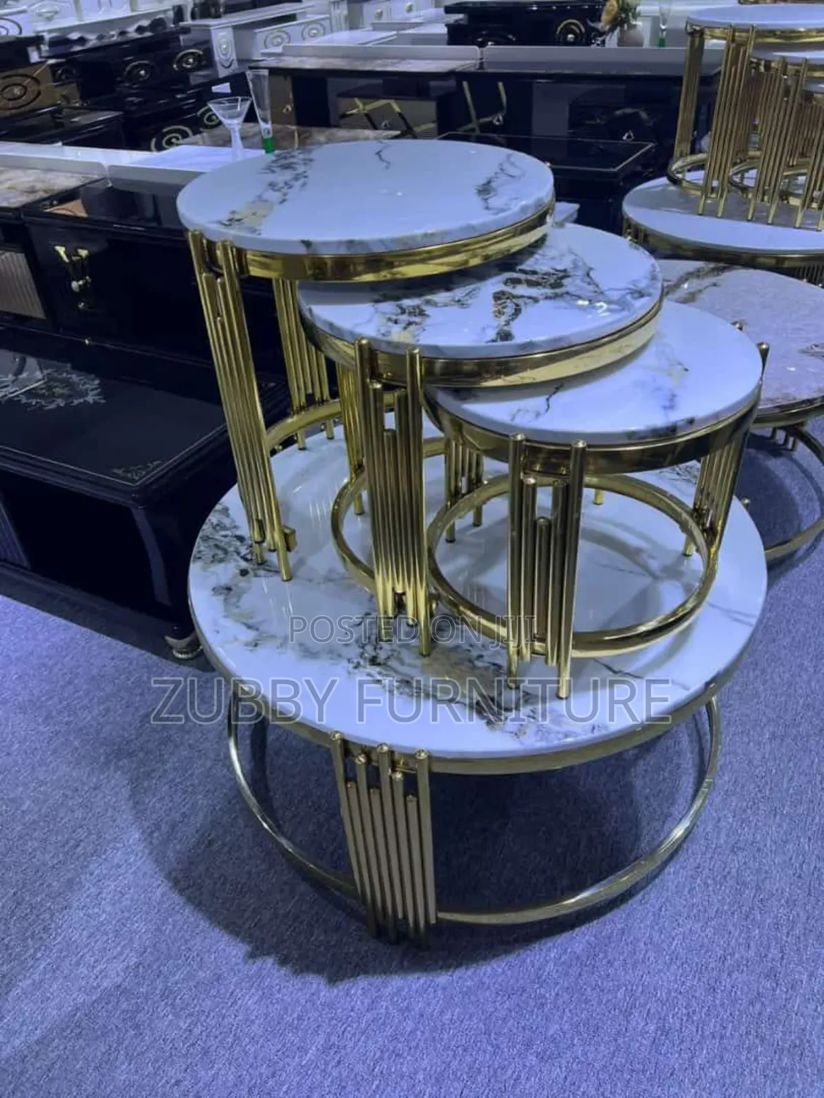 Quality and Imported Marble Top Center Table With 3 Side Sto