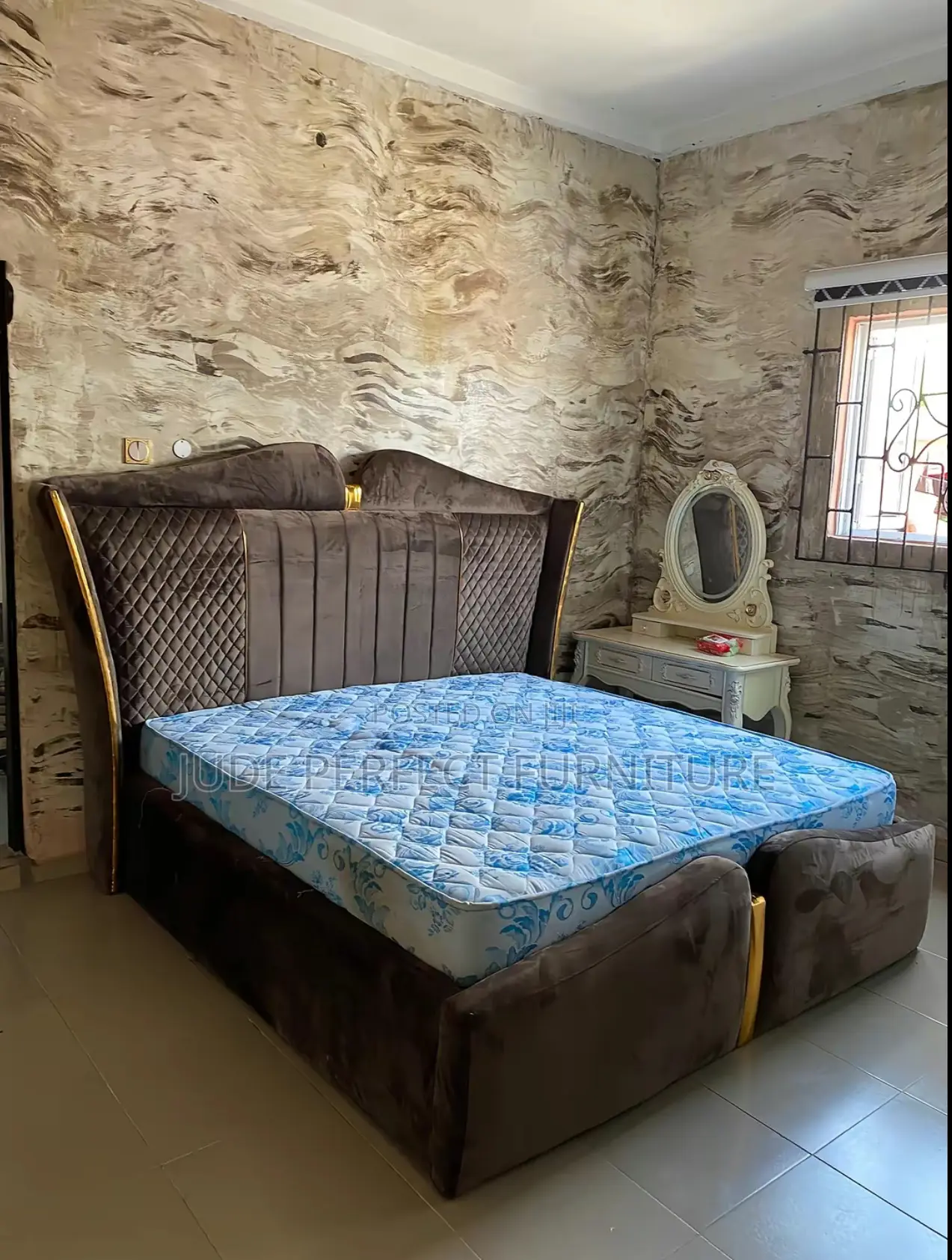 High Quality Specious Padded Bed Frame