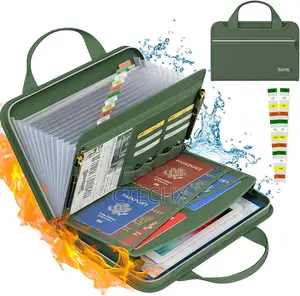 Fireproof Document Organizer, 13 Pocket Holder With Labels