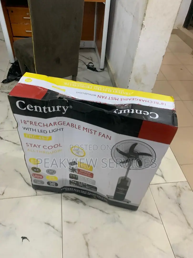 Batter Powered Cooling - Century 18' Mist Rechargeable Fan
