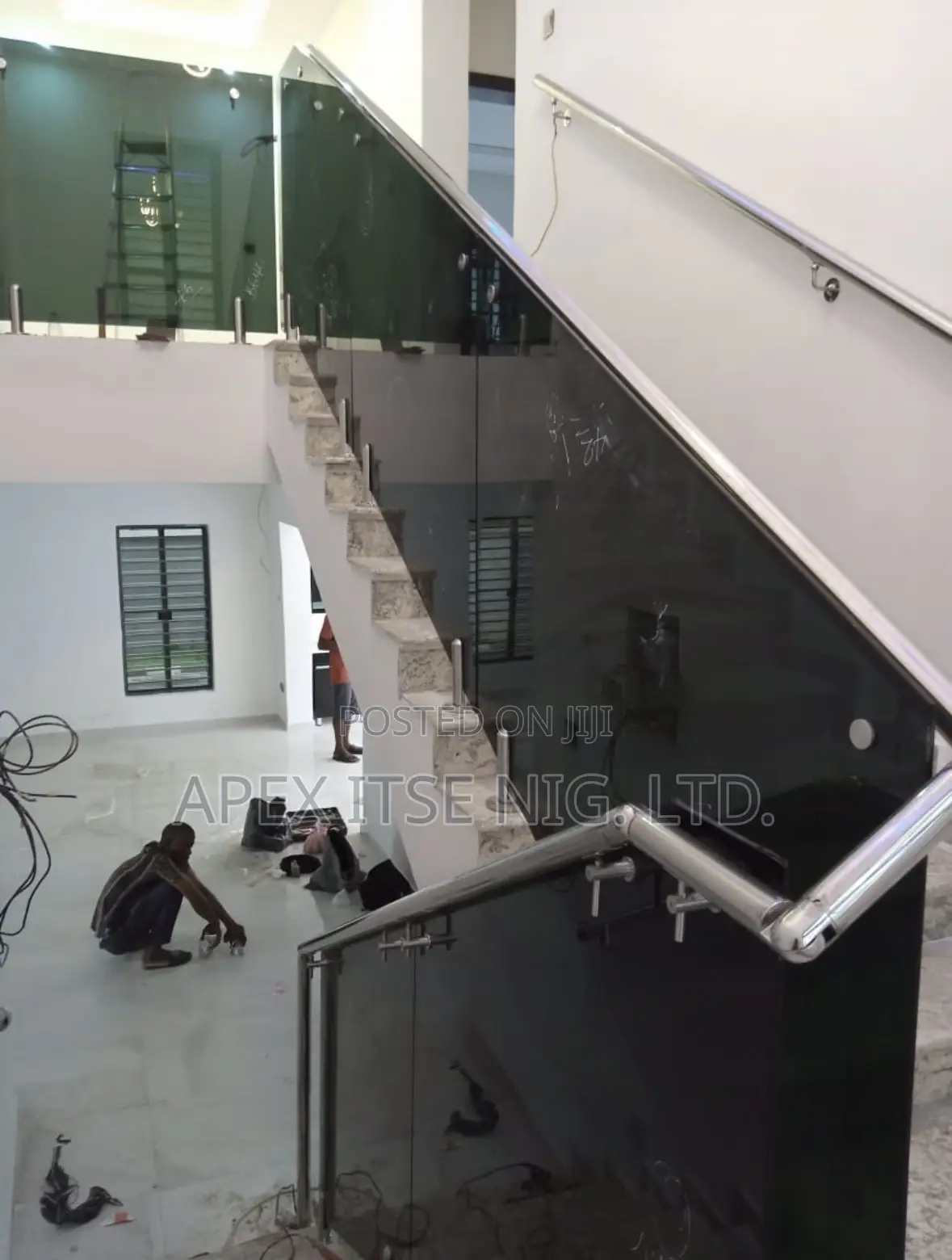 Dark Glass Staircase Rail Interior