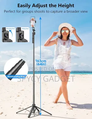 64" Auto Face Tracking Selfie Stick Quadrapod Stand Gimbal