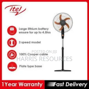 Itel Rechargeable Standing Fan 16 Inches