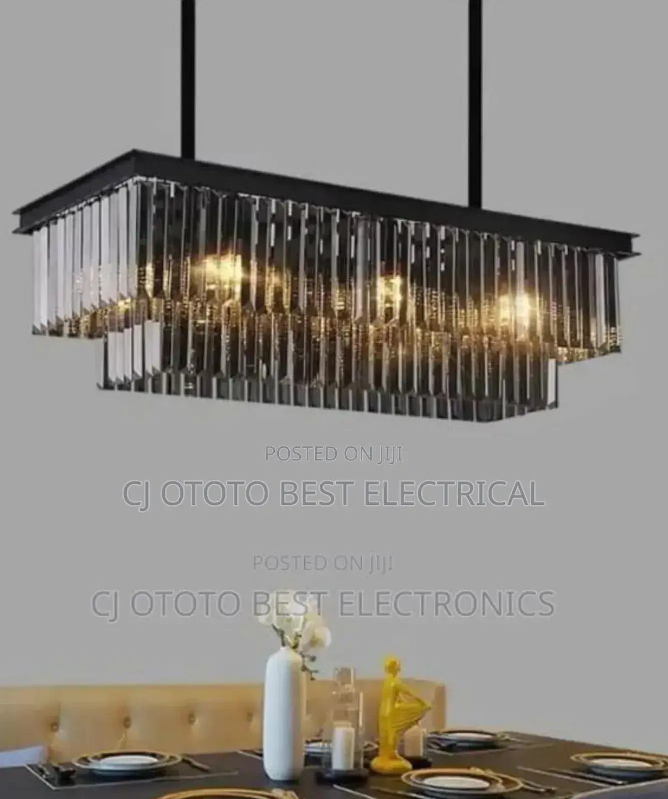 Black Massive Crystal Chandelier, Dining Parlor Light