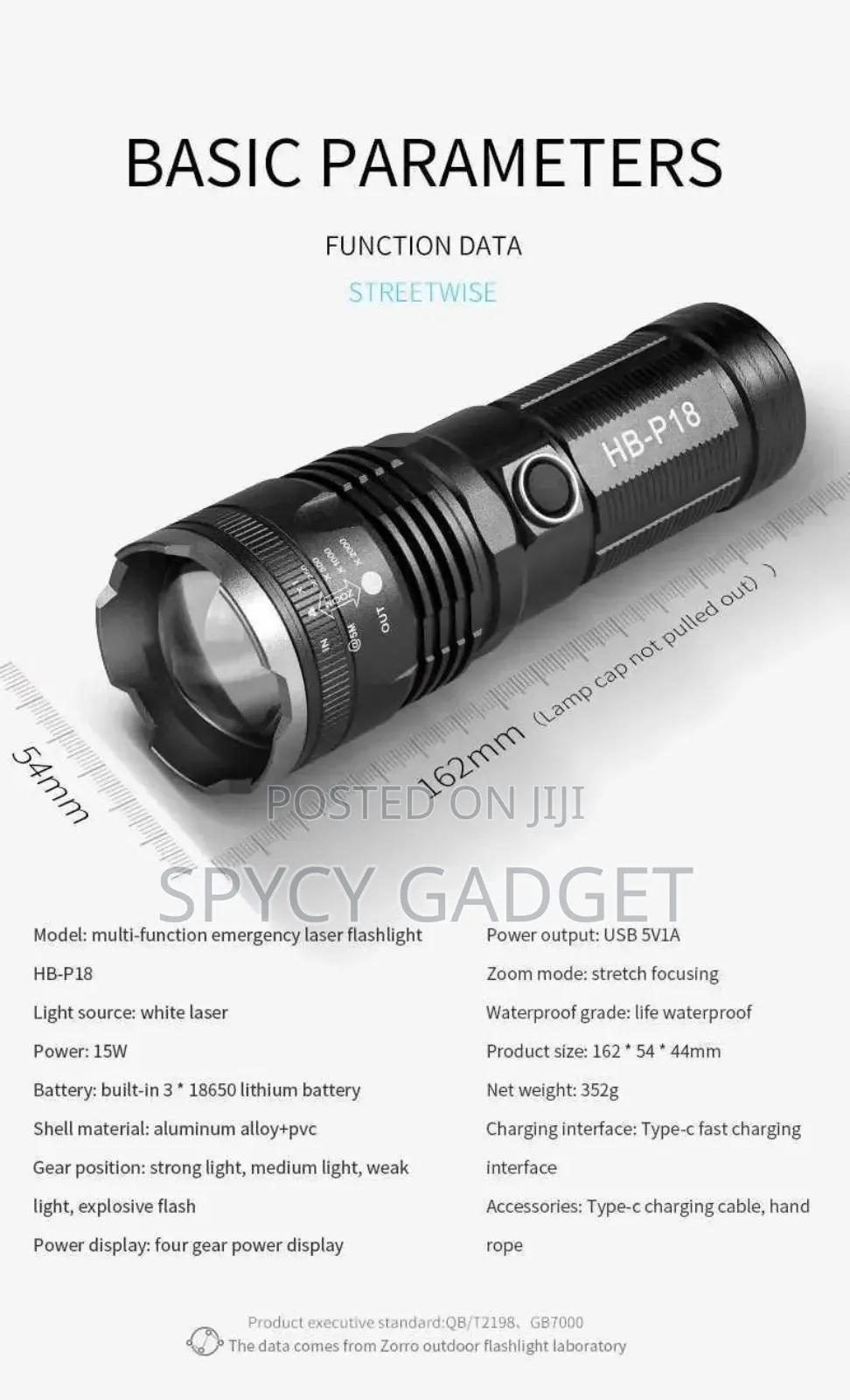 High Power Laser Flashlight Telescopic Zoom for Camping
