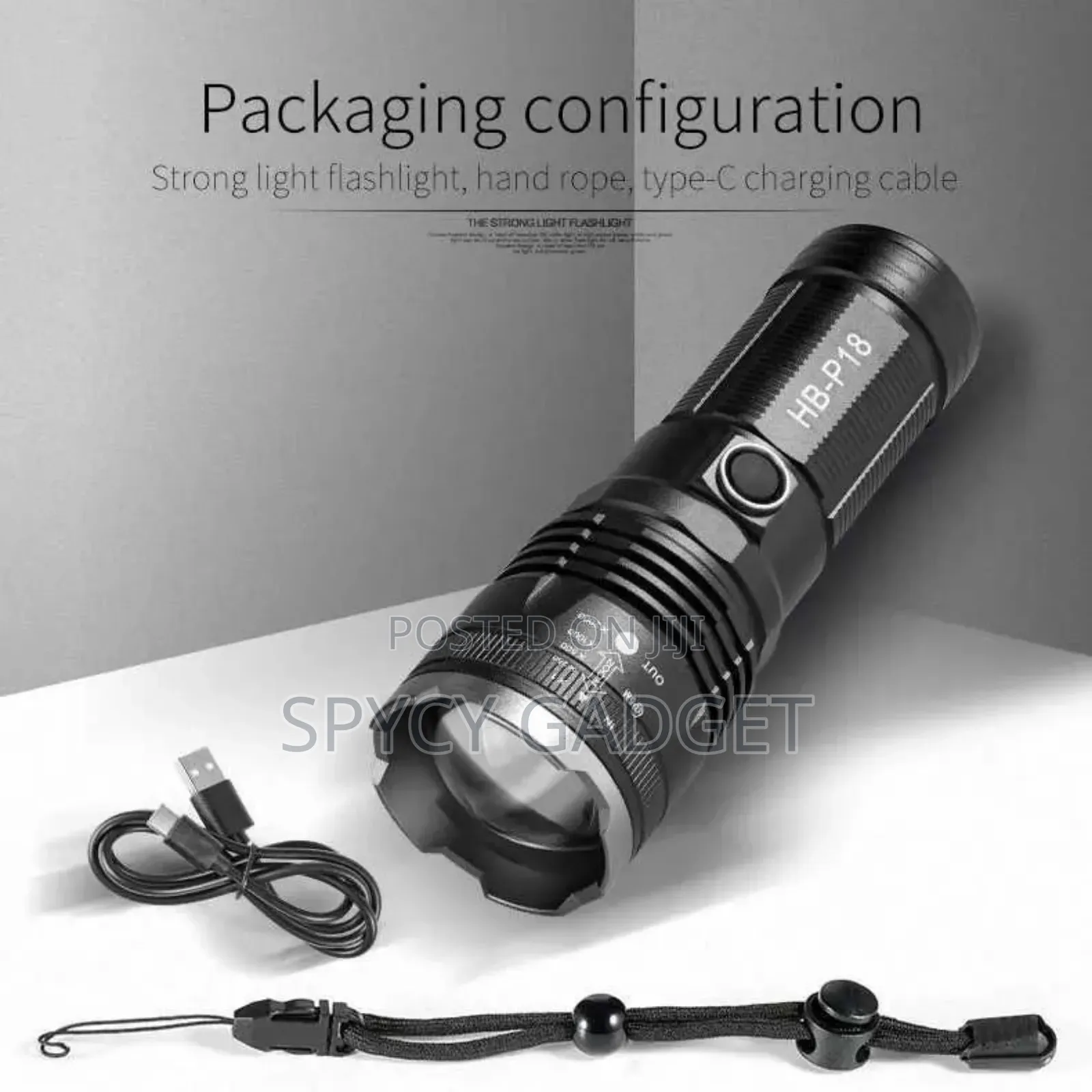 High Power Laser Flashlight Telescopic Zoom for Camping