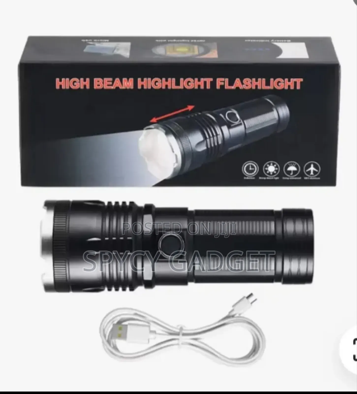 High Power Laser Flashlight Telescopic Zoom for Camping