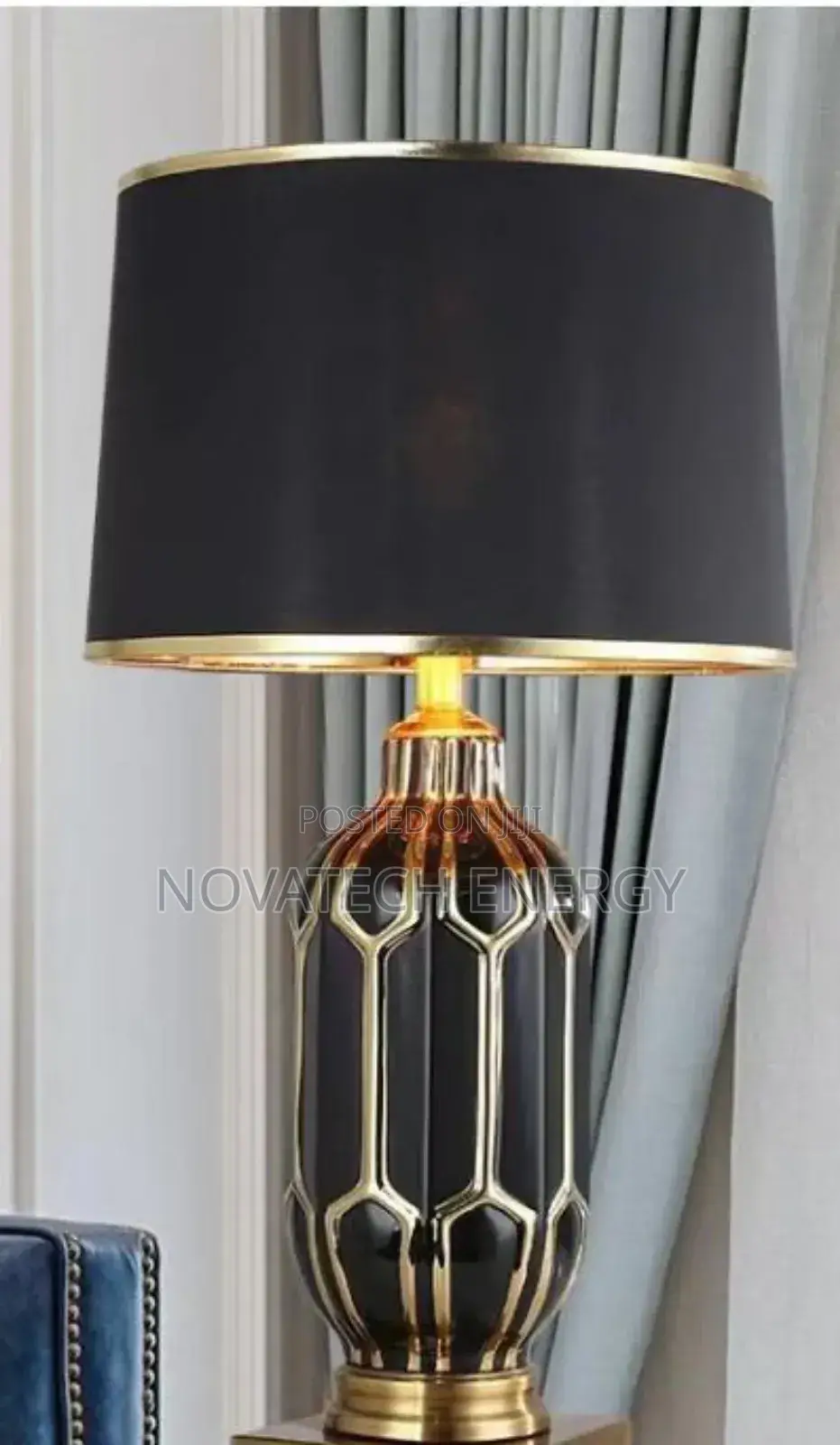 Black and Gold Mixed Design Colour Table Lamp