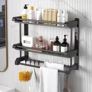 2 Layers Wall Multipurpose Bathroom Shelf Rack Hanger