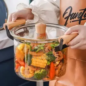 Transparent Heat Resistant Borosilicate Glass Cooking Pot