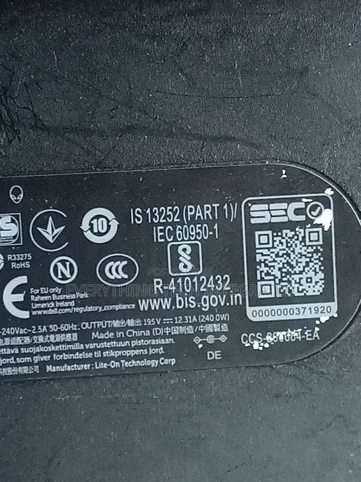 Alienware Slim Ac Adapter 240w Dell
