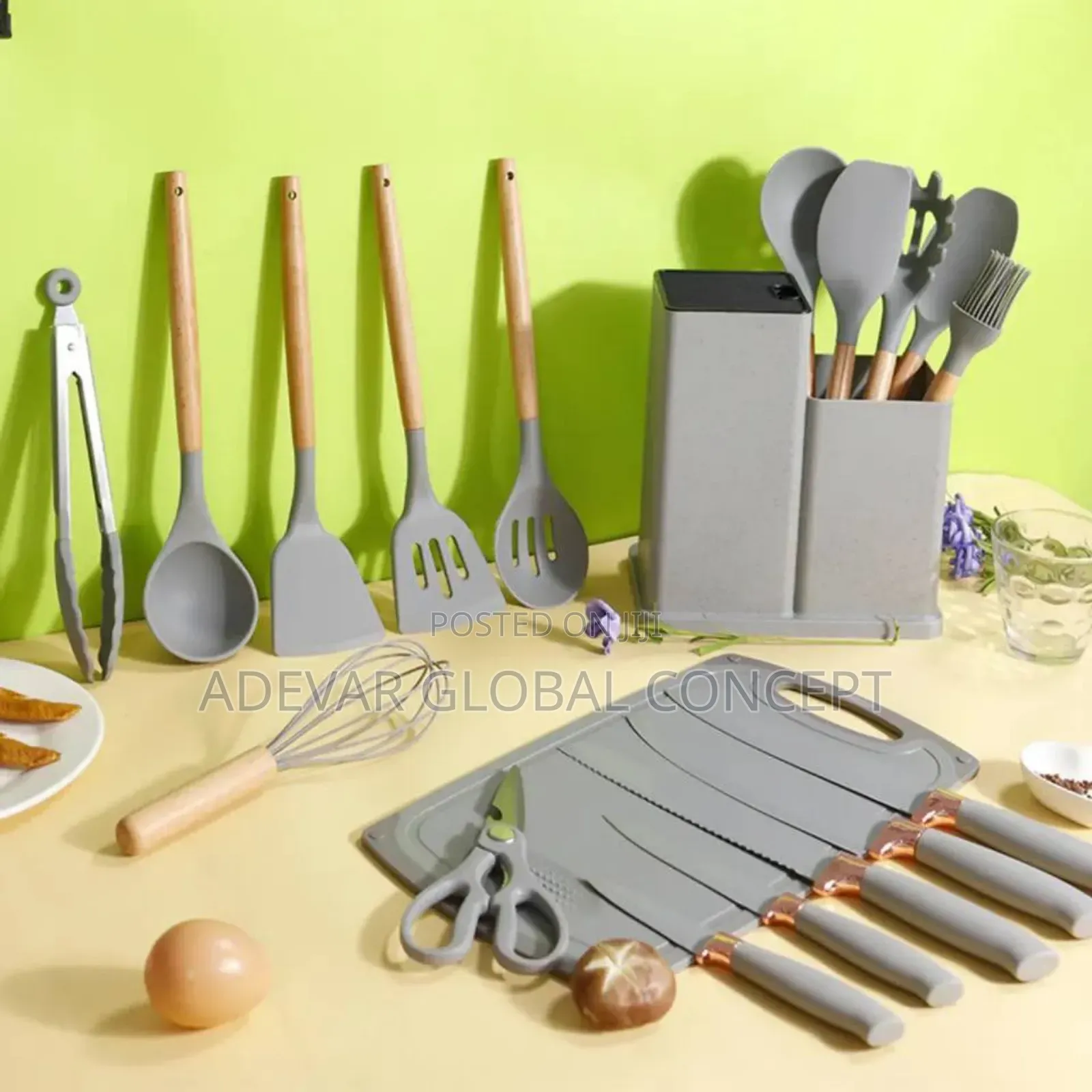 19pcs Silicon Cooking Spoon With Knives Set Kitchen Utensils