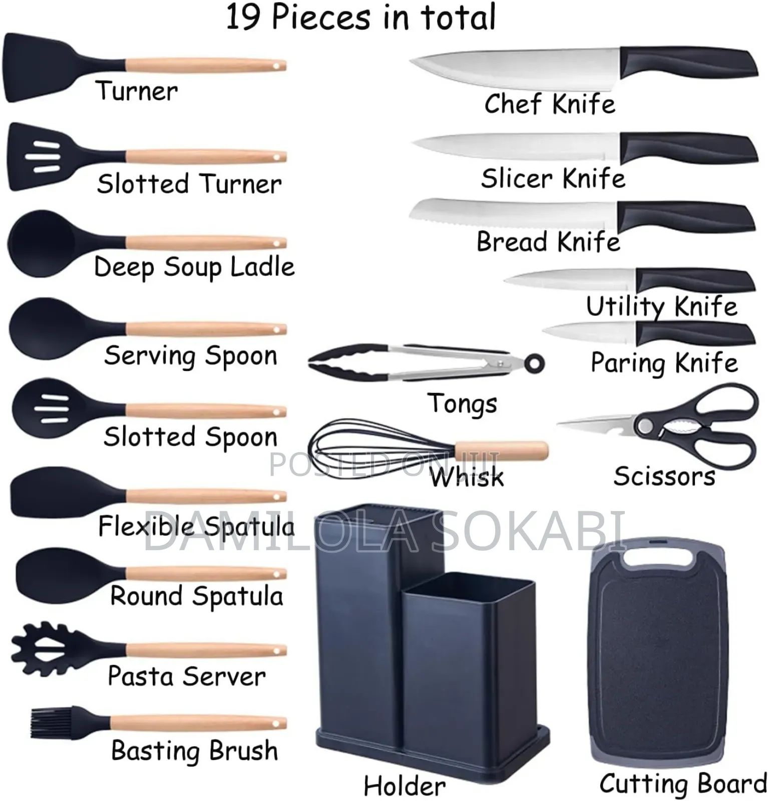 19psc Silicone Spoon and Knife Set