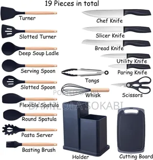 19psc Silicone Spoon and Knife Set