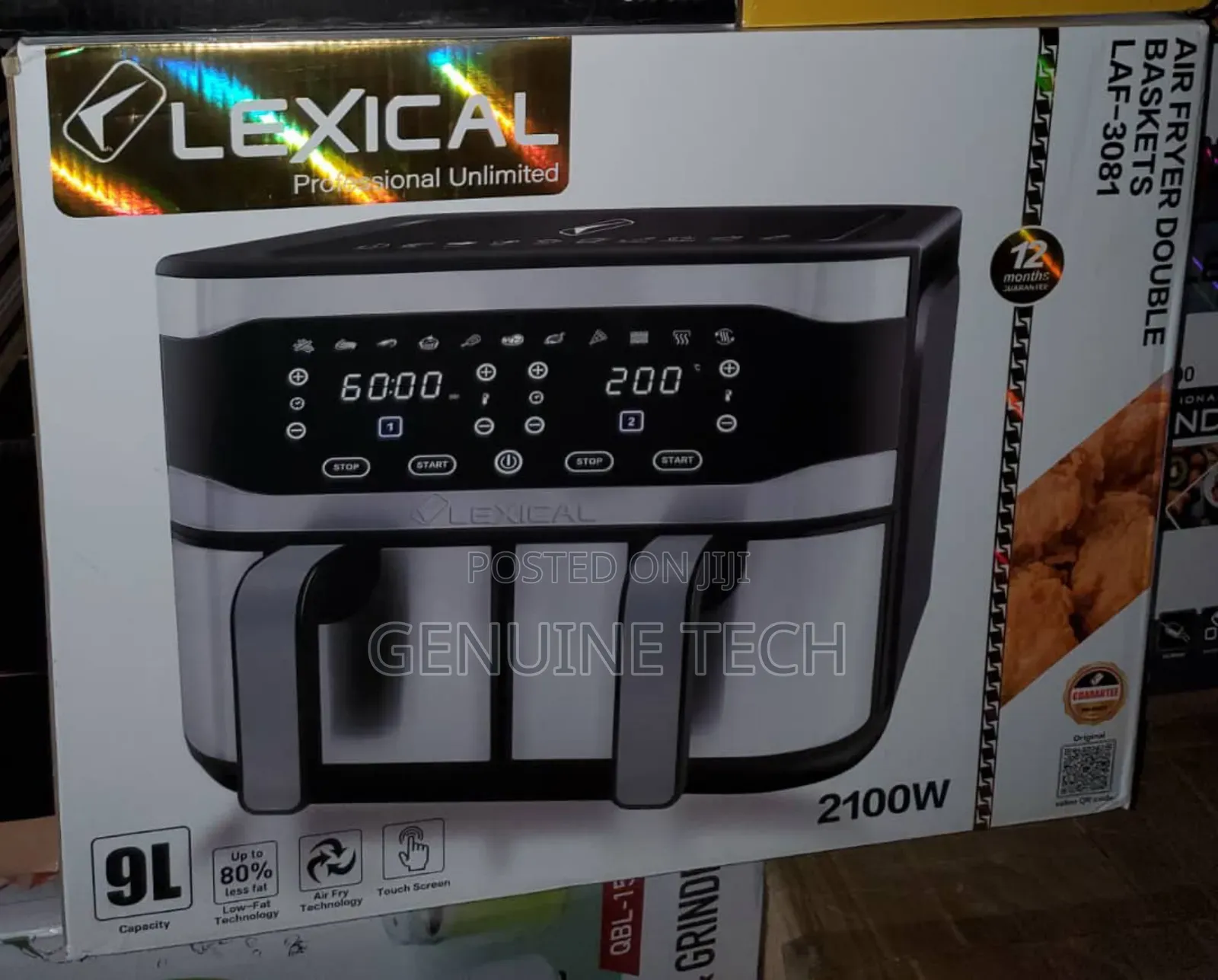 Lexical Double Basket Air Fryer-2100w
