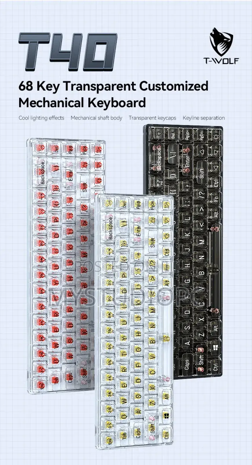 Twolf Transparent Mechanical Keyboard